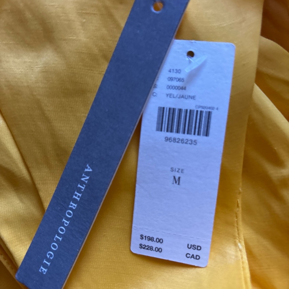 Anthropologie OB Sleeveless Linen Maxi Dress Jaune M yellow pockets not sheer - Picture 10 of 14